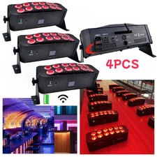 4PC 12X18W 6in1 LED Uplight Wireless Battery Powered Led Par Lights Wifi App Dmx