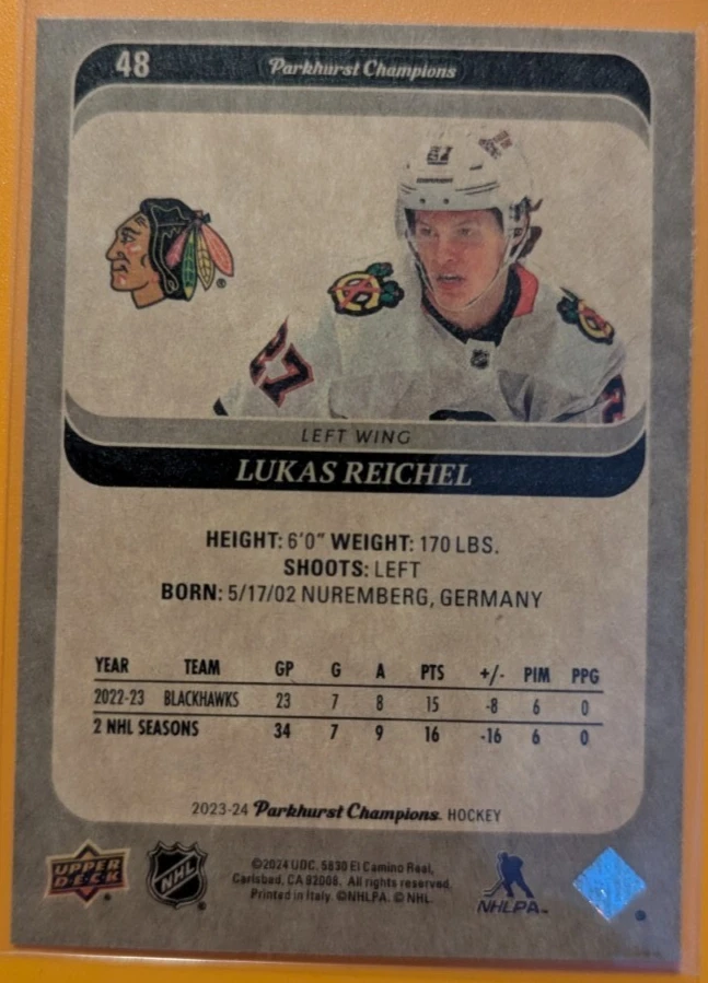 2023-24 Parkhurst Champions #48 Lukas Reichel - Image 2 of 2