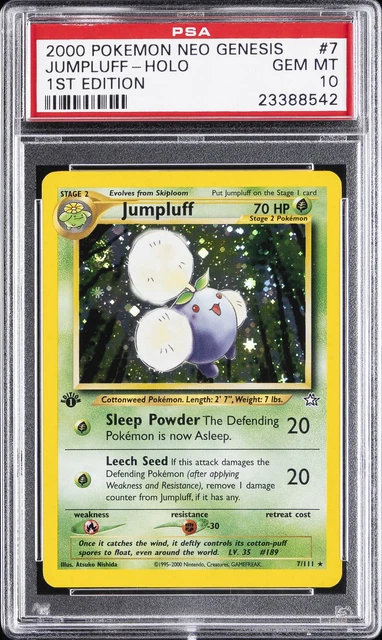2000 POKEMON NEO GENESIS 1ST EDITION #7 JUMPLUFF-HOLO PSA 10