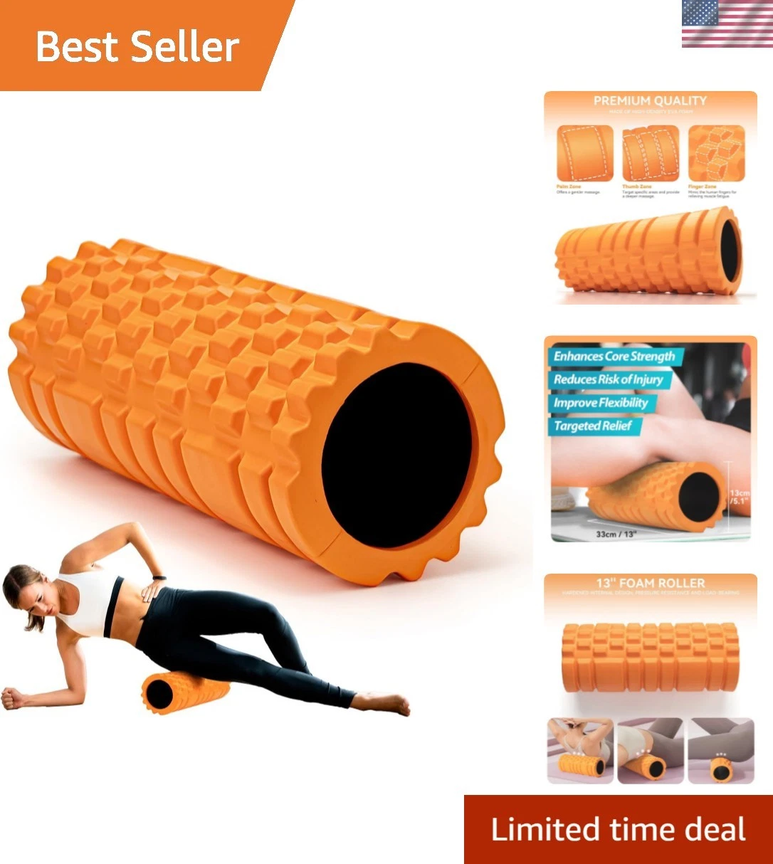 Durable Waterproof Foam Roller 13" for Muscle Recovery & Mobility Enhancement
Opens in a new window