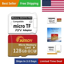 SD2Vita 6.0 PS Vita Memory Card Adapter with 128GB Micro SD Card, High Speed ...