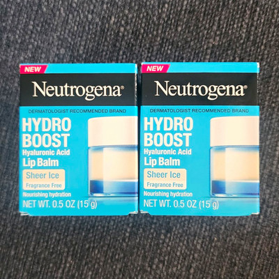 2 Pk Neutrogena Hydro Boost Hyaluronic Acid Lip Balm Clear Fragrance-Free 0.5 oz