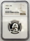1953 Washington Silver Proof Quarter 25C NGC PF68 PR68 US 90% Coin BM1
