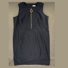 Calvin Klein Sheath Dress Plus 18W Zipper Front Knee Length Sleeveless RoundNeck