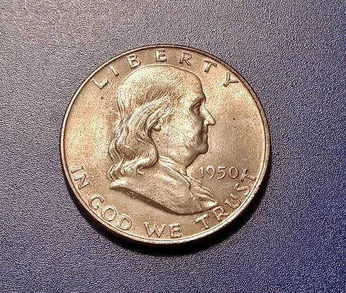 Very Choice BU 1950-D Franklin Half Dollar (lightly toned)