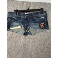 Vintage Abercrombie Fitch Women's 26 Y2K Dark Blue Denim Cutoff Shorts