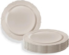 Classic Cream Disposable Plastic Salad Plates - 9" Pack of 20 - Ideal for