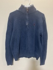 Ralph Lauren Vintage Polo Sweater 1/4 Zip Blue Size M
