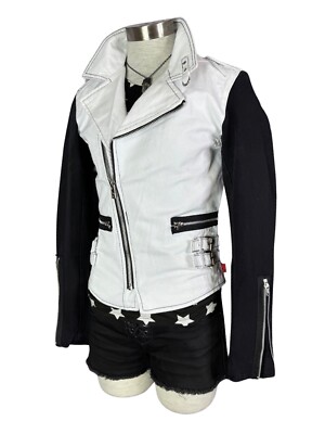 Tripp NYC D-Ring Moto White Black Punk Rockabilly Gothic Biker