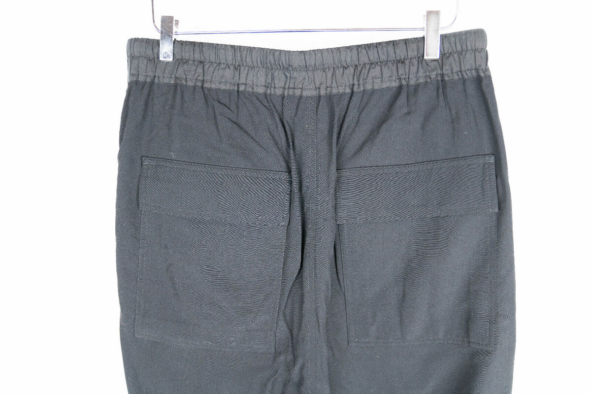 RICK OWENS Black Wool Drawstring Drop Astaires Cropped Pants RICK OWENS Black Wool Drawstring Drop Astaires Cropped Pants