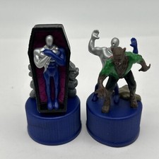 2-Vtg Pepsi Man Bottle Caps (Coffin #4 & Wolfman #10) Universal Studios