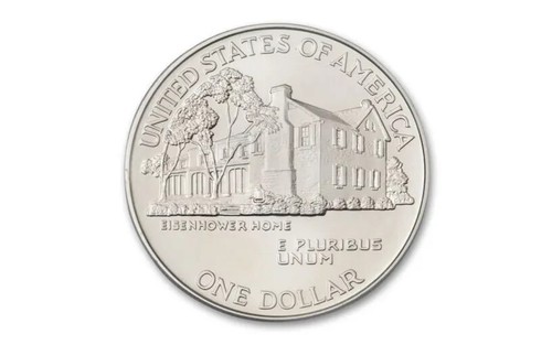 1990-W Eisenhower Commemorative Silver Dollar BU West Point Mint - Picture 3 of 3