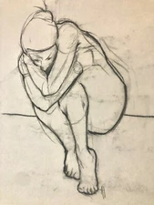 Figure Drawing- female sketch, fine-art original (graphite,signed,genuine,COA)