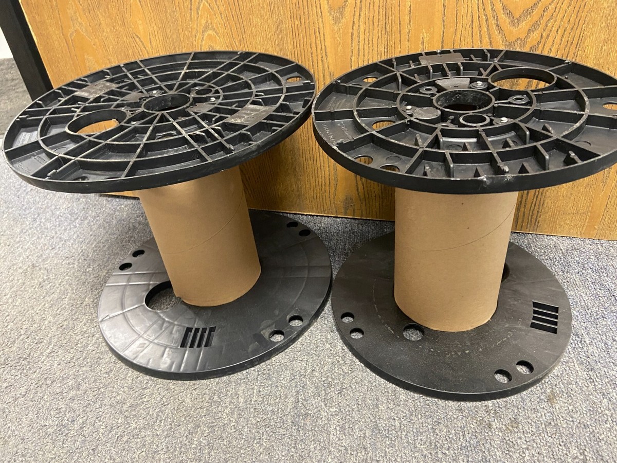 2) 12 1/2 X 11 1/2 inch Black Plastic cable reel wire spool