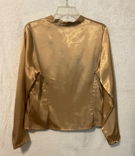 Vintage Laura Scott Blouse Metallic Gold 80’s 90’s Embroidered Size 12 Beaded - Picture 2 of 8