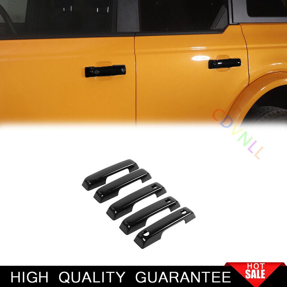Exterior Side Door Handle Strip Trim 5PCS For Ford Bronco 2021-2024 Bright Black