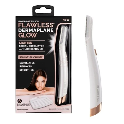 Finishing Touch Flawless Dermaplane Glow Lighted Facial Exfoliator Hair Remover