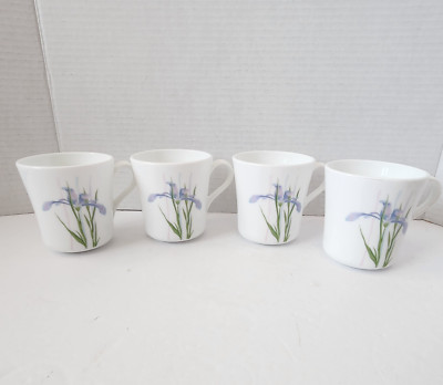 Corelle Corning Shadow Iris Coffee Tea Cups Vintage (Set of 4) Chip Resistant