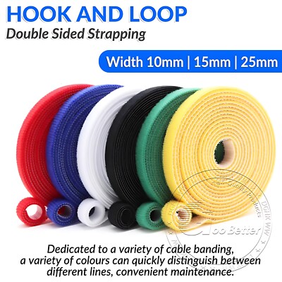 Hook and Loop Double Sided Strapping Multicolour Width 10mm 15mm 25mm | 1M 5M