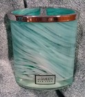 J. Crew New York Aqua Blue Swirl Art Glass Toothbrush Holder No Flaws