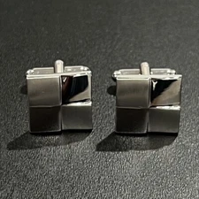 Brushed Shiny Silver Square Cufflinks Men Birthday Father’s Day Gift With Box