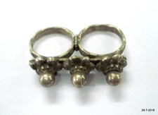 vintage antique ethnic tribal old silver double ring traditional gypsy jewelry