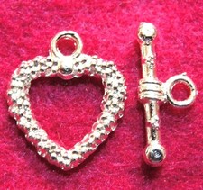 50Sets WHOLESALE Silver-Plated HEART Toggle Clasps Hooks Tibetan Findings Q0996