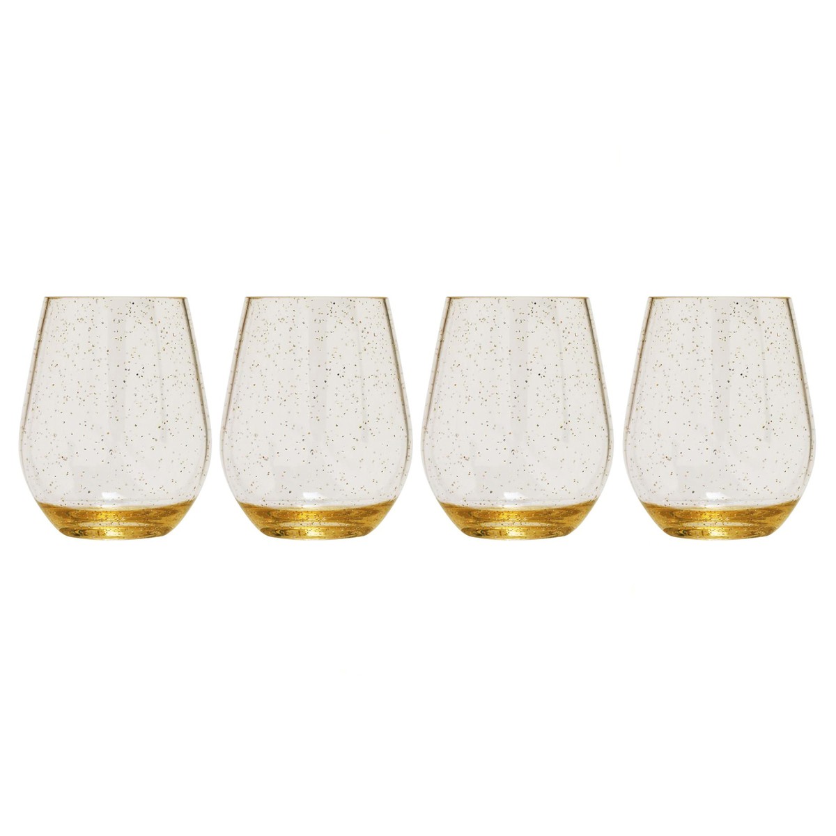 Gold Sparkle Clear 5 x 3 Tritan Plastic 20 Ounce Stemless Wine Glass, Set  of 4 | eBay