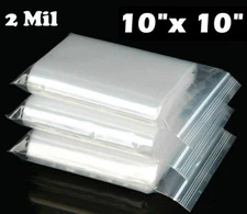10"x 10" CLEAR 2 MIL TOP LOCK ZIP SEAL BAGS PLASTIC RECLOSABLE SMALL BAGGIES