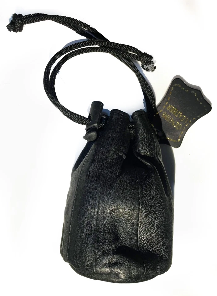 Bolsa de couro genuíno com cordão bolsa de moedas com mola bolsa de troca masculina feminina - Imagem 2 de 4