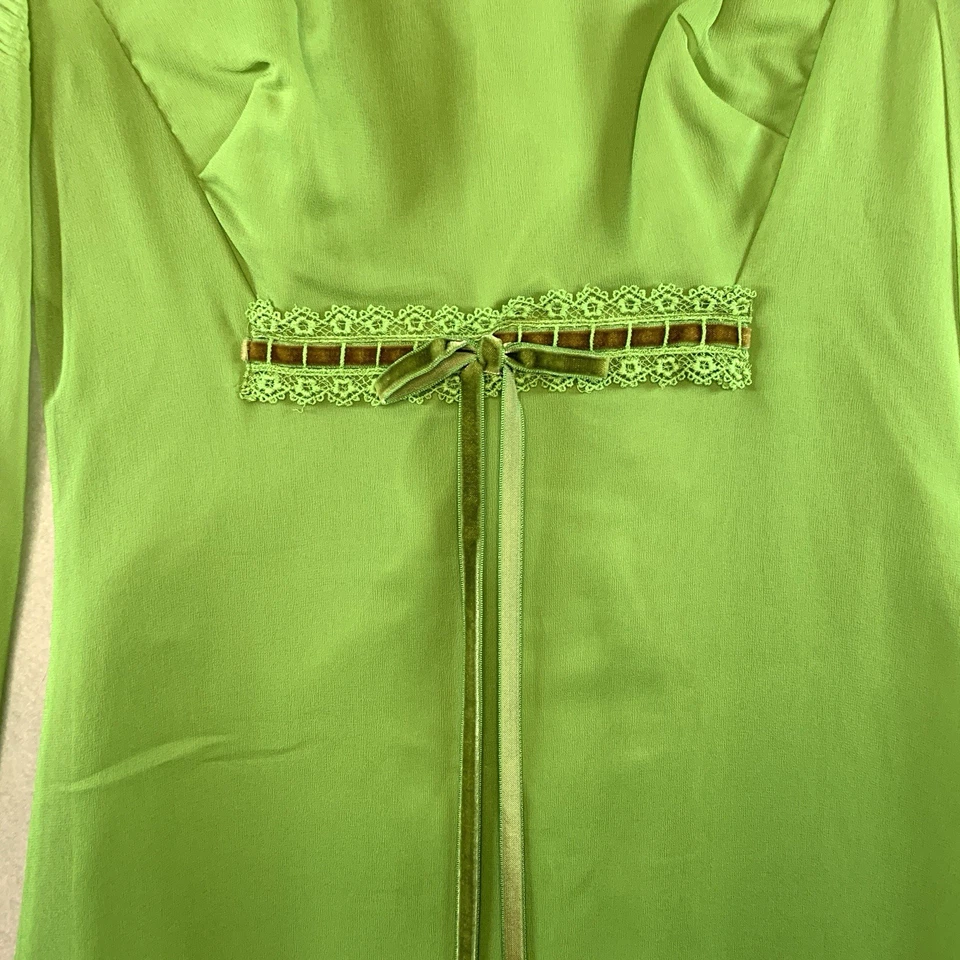 Винтажный 60-х 70-х шифоновое макси платье зеленый Regency Royalcore бархата бант ILGWU - Изображение 4 из 4