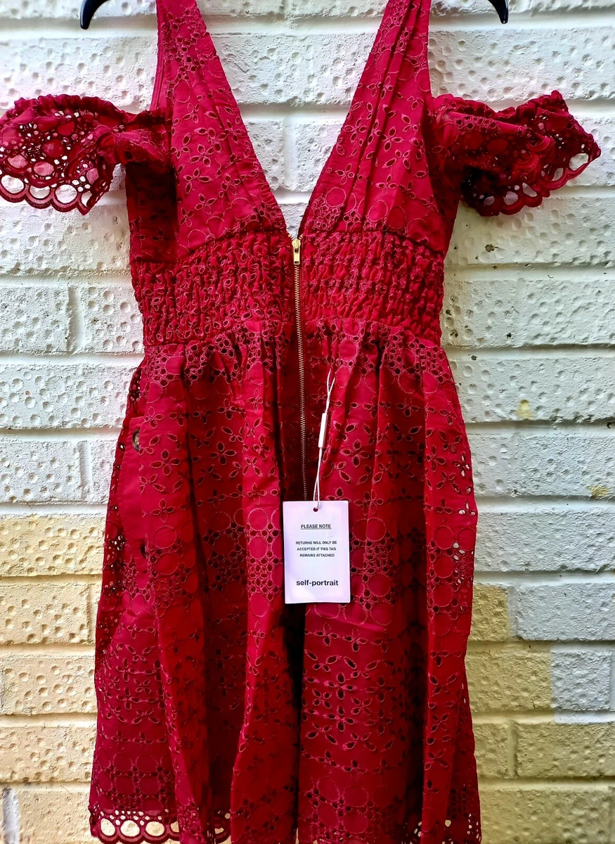 Self portrait dress red lace sale