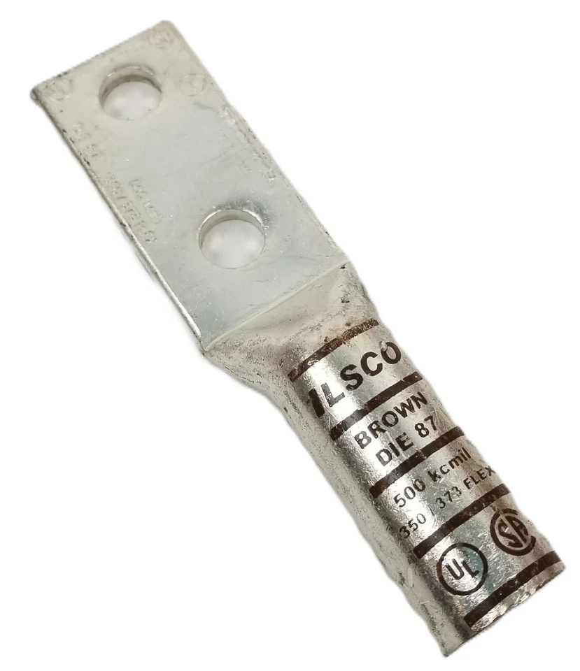 6 ILSCO CLND-500-12-134 Compression Lug Connectors Two Hole Brown Copper NEW - Image 3 of 4