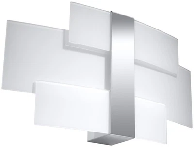 Wandlampe Glas Metall 42 cm breit blendarm Weiß Chrom 2x G9 Wandleuchte Flur - Bild 1 von 4