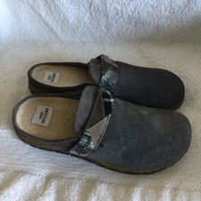 Earth Origins Clogs Women's Eloise Slide Faux Fur Lined Gray Suede Size 9.5 US