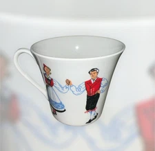 Vintage Figgjo Flint Norway Hardanger Dancers Coffee Tea Cup 3" 6 oz