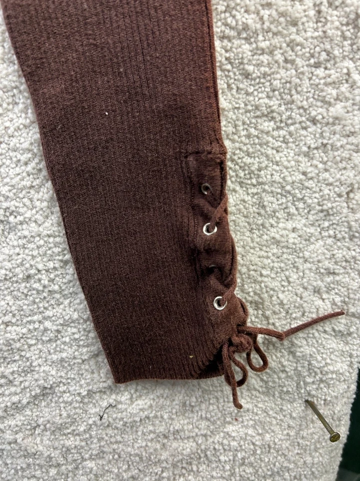 rue21 Women's Sweater Brown Medium Ribbed Turtleneck Lace-Up - Изображение 2 из 4