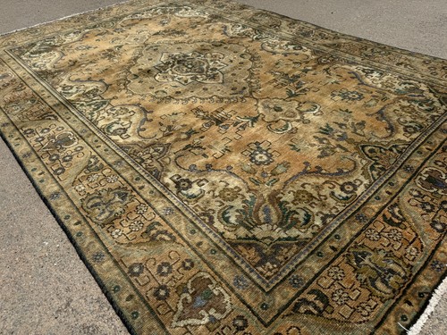 ALFOMBRA ANTIGUA 6x9 tejida a mano vintage oriental hecha a mano caqui verde óxido apagado - Imagen 21 de 22