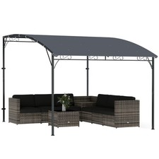 Anbaupavillon Pergola mit Metallgestell Dach, wetterfest Pavillon Vordach Grau