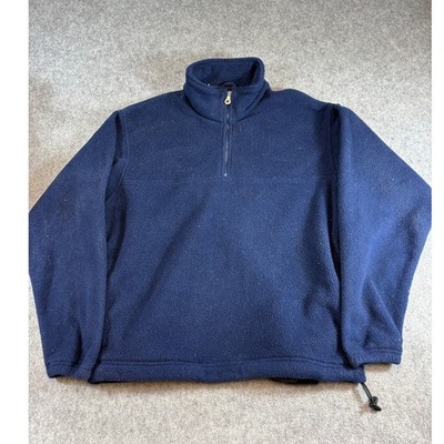 Vintage 90s Lands End Fleece Polartec Jacket Mens M Blue Quarter Zip Pullover