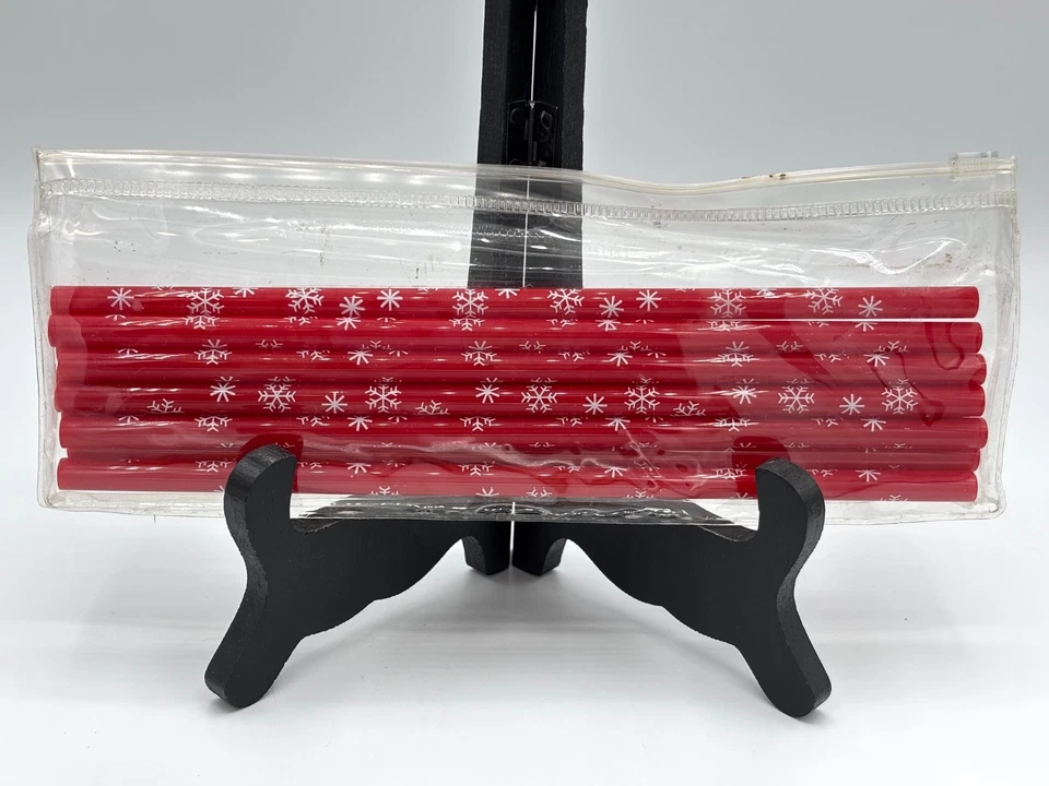 Conjunto de 10 canudos de plástico floco de neve caixa e cano Natal inverno 9"" - Imagem 2 de 4