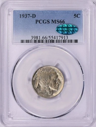 1937-D Buffalo Nickel PCGS MS-66 (CAC Green)