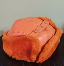 Hunting Orange Leather with snaps  Vintage Rare find from the 1980s