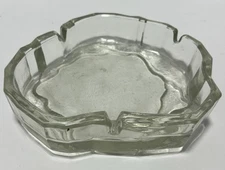 Vtg MCM Heavy Ice Glass Ashtray Clear Free Form 8" x 2" Iceberg Textured 60s Mad