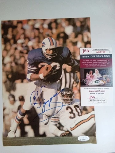 O.J. Simpson Autographed Color Photo Magazine Page NFL Football JSA COA-1 #
