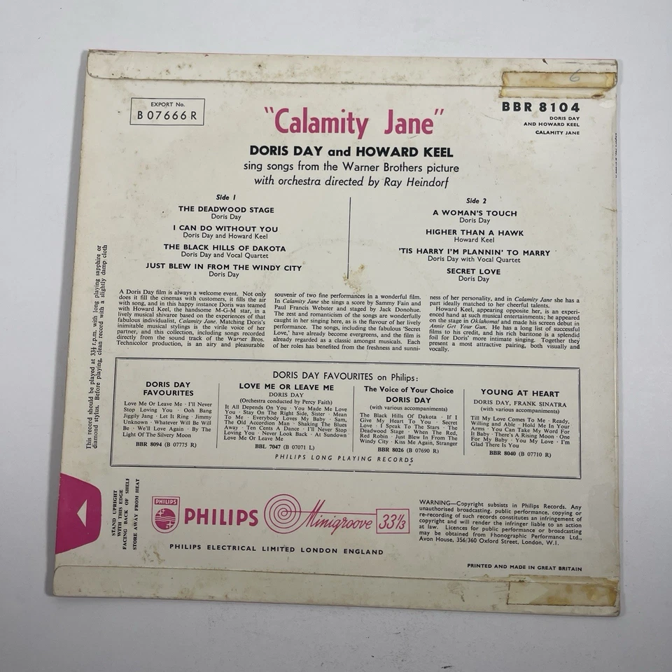 Doris Day - Calamity Jane (10" Vinyl Record 1st UK Edition BBR 8104) - Image 2 of 4