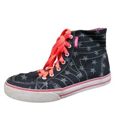 Vans Off the Wall Girls 2.5 Dark Blue Canvas Star Print High Top Sneaker