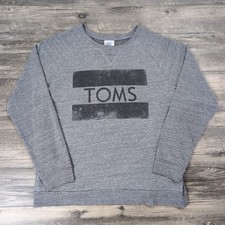 Tom’s Gray Crew Neck Pullover Sweatshirt With Side Pockets Size Large L Logo