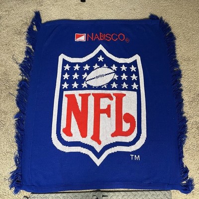 Nabisco NFL Tapestry Throw Blanket Unisex 51x42 Blue 80s USA VTG