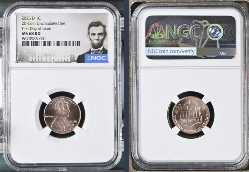 2025 P D 1C Penny Abraham Lincoln Shield Cent NGC MS68 RD Red FIRST DAY Issue % - Image 4 of 4